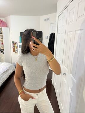 TNA Grey Ribbed Tee